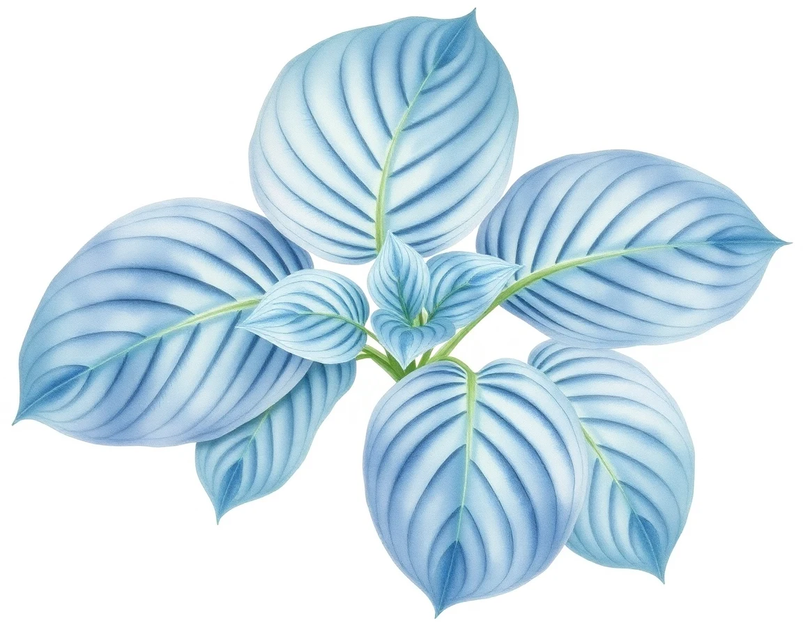 Watercolor illustration of Hosta 'Formal Attire'
