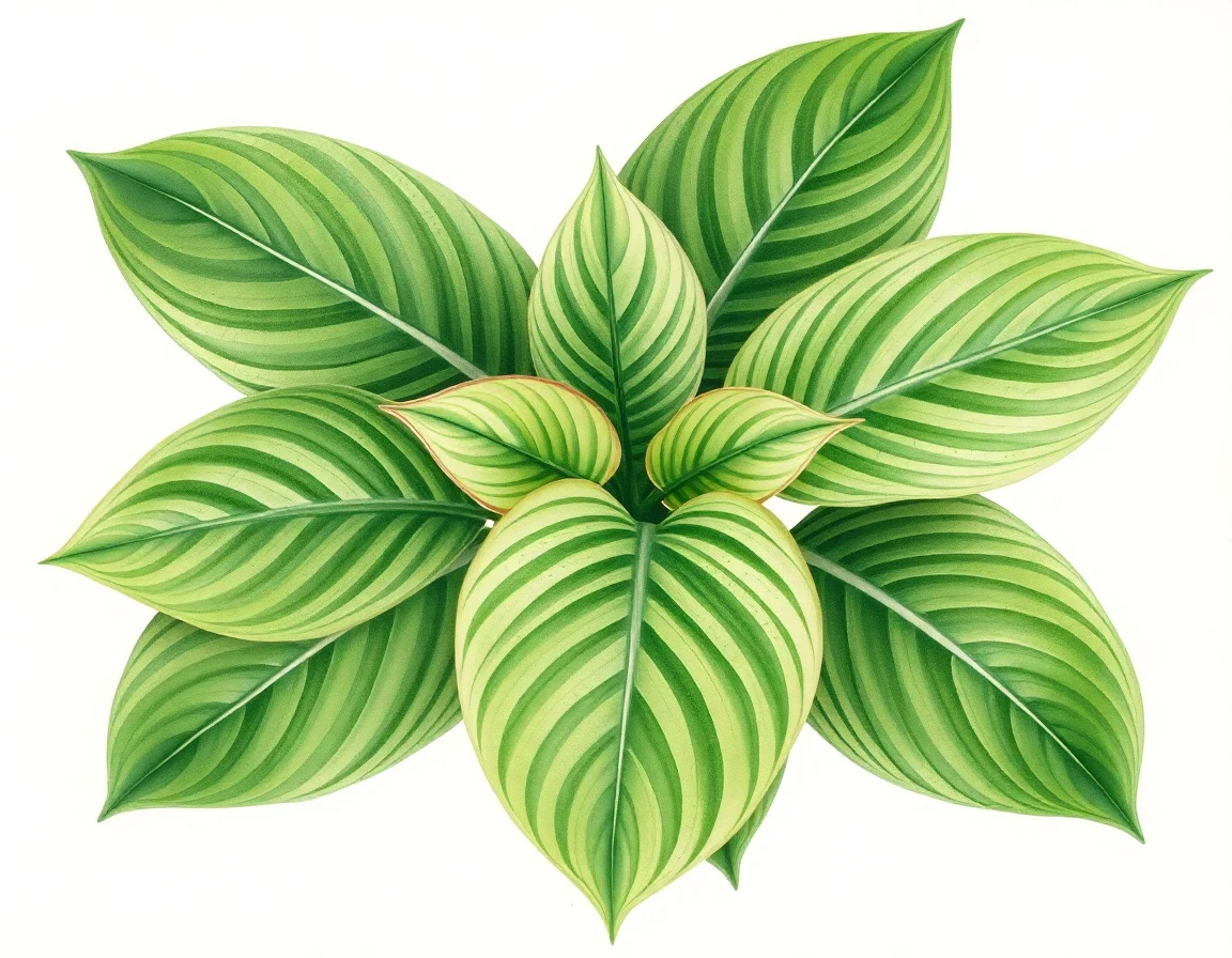 Watercolor illustration of Hosta 'Fortunei Stenantha'