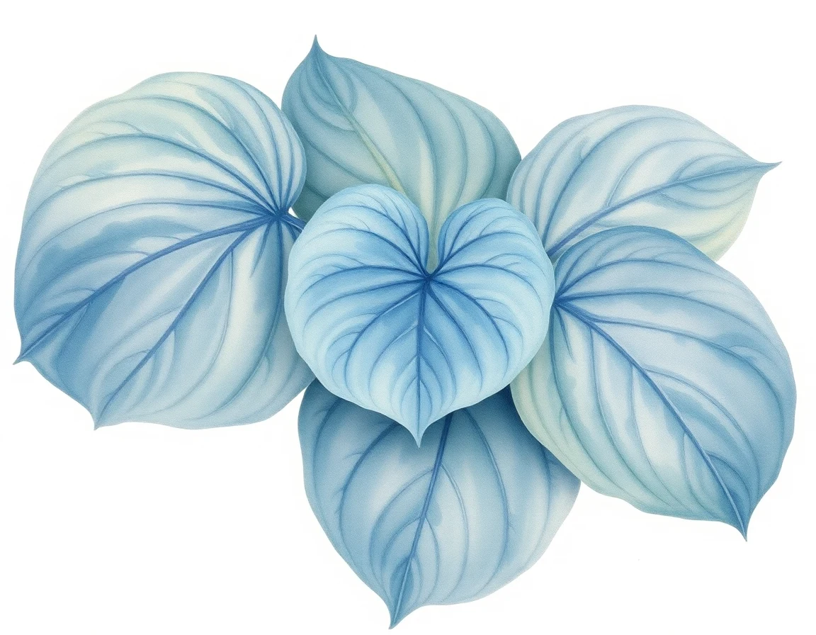 Watercolor illustration of Hosta 'Foundry Gold'