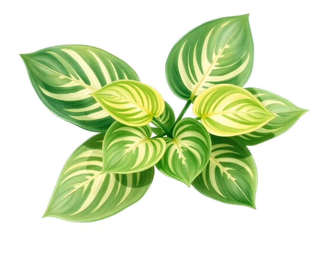 Watercolor illustration of Hosta 'Fourth of July'