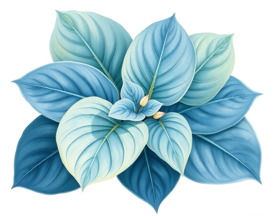 Watercolor illustration of Hosta 'Foxfire Irish Moon'