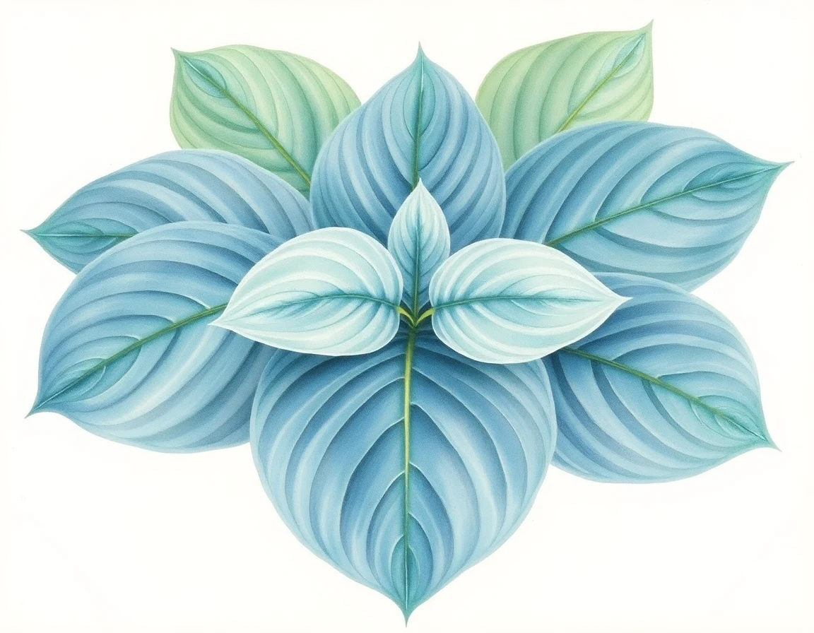 Watercolor illustration of Hosta 'Foxfire Palm Sunday'