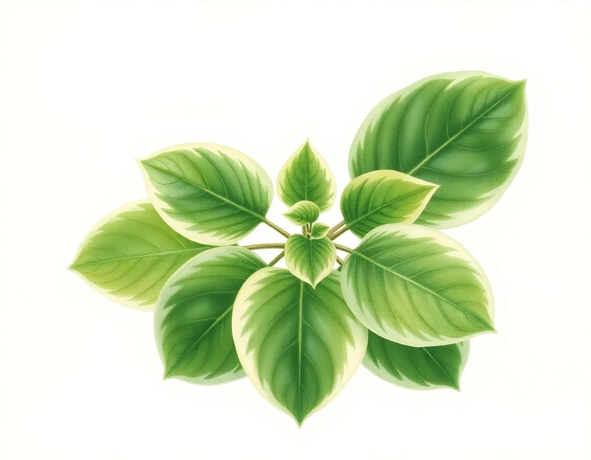 Watercolor illustration of Hosta 'Foxfire Snake Eyes'