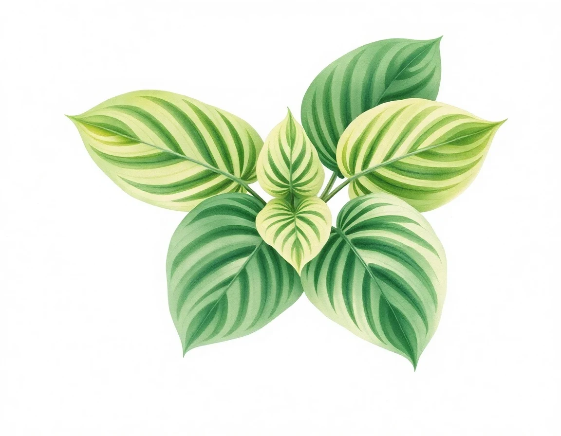 Watercolor illustration of Hosta 'Framingham Express'