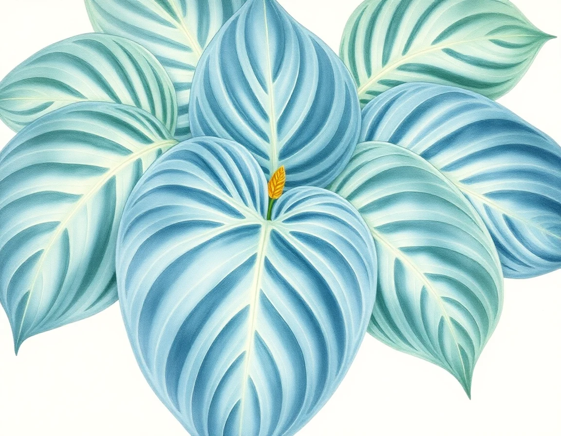 Watercolor illustration of Hosta 'Frilly Frolic'