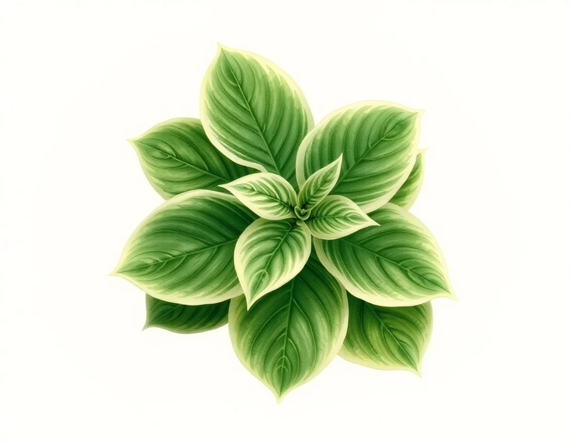 Watercolor illustration of Hosta 'Frostbite'