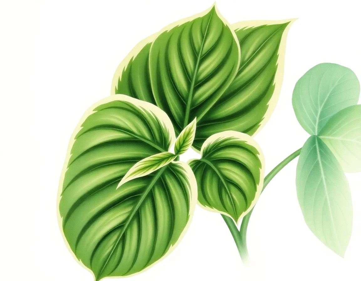 Watercolor illustration of Hosta 'Frosted Comet'