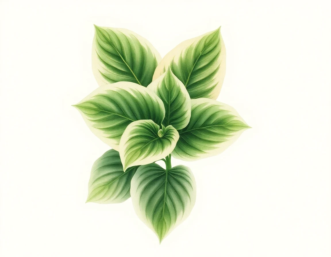 Watercolor illustration of Hosta 'Frosted June'