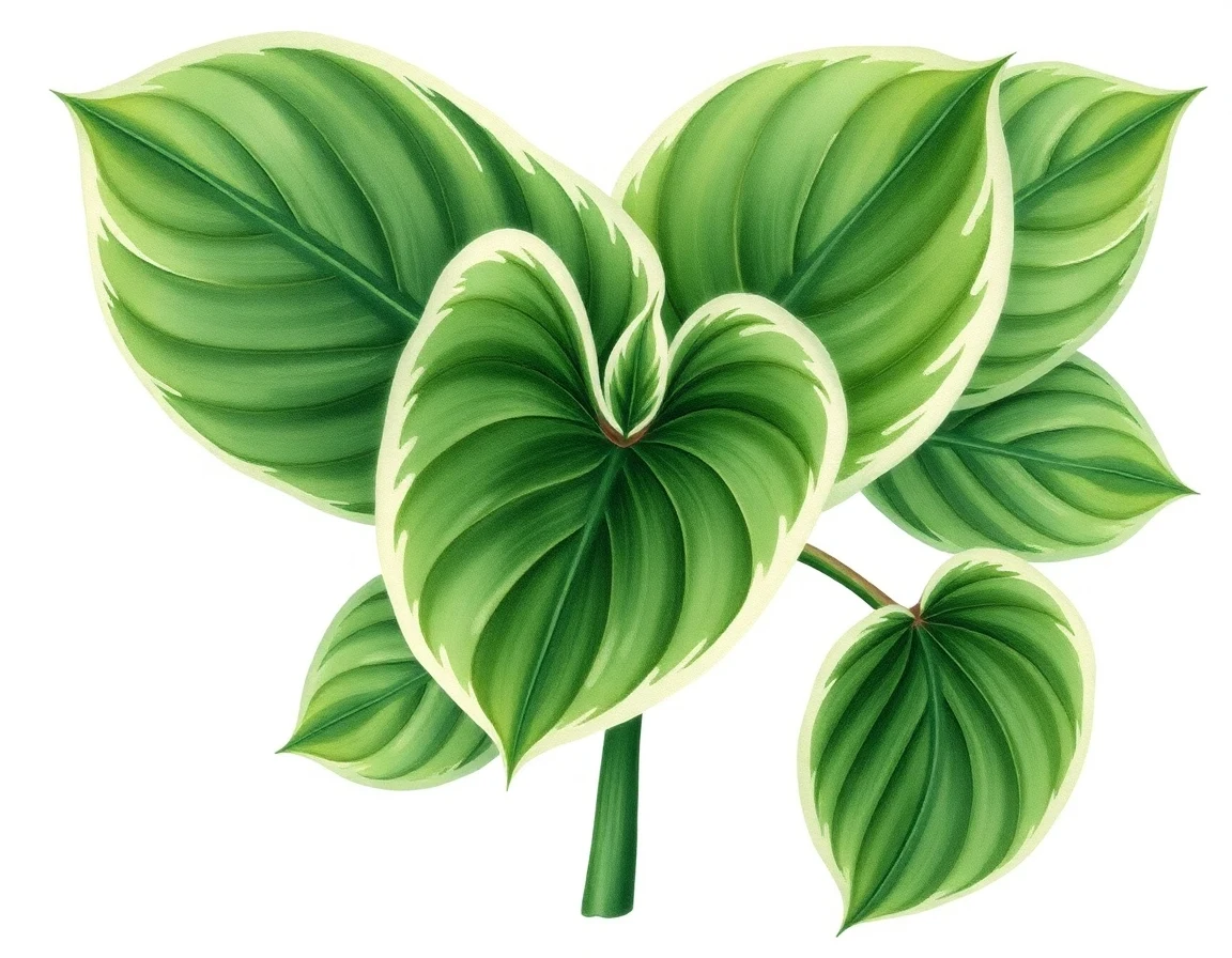 Watercolor illustration of Hosta 'Frosted Morning'