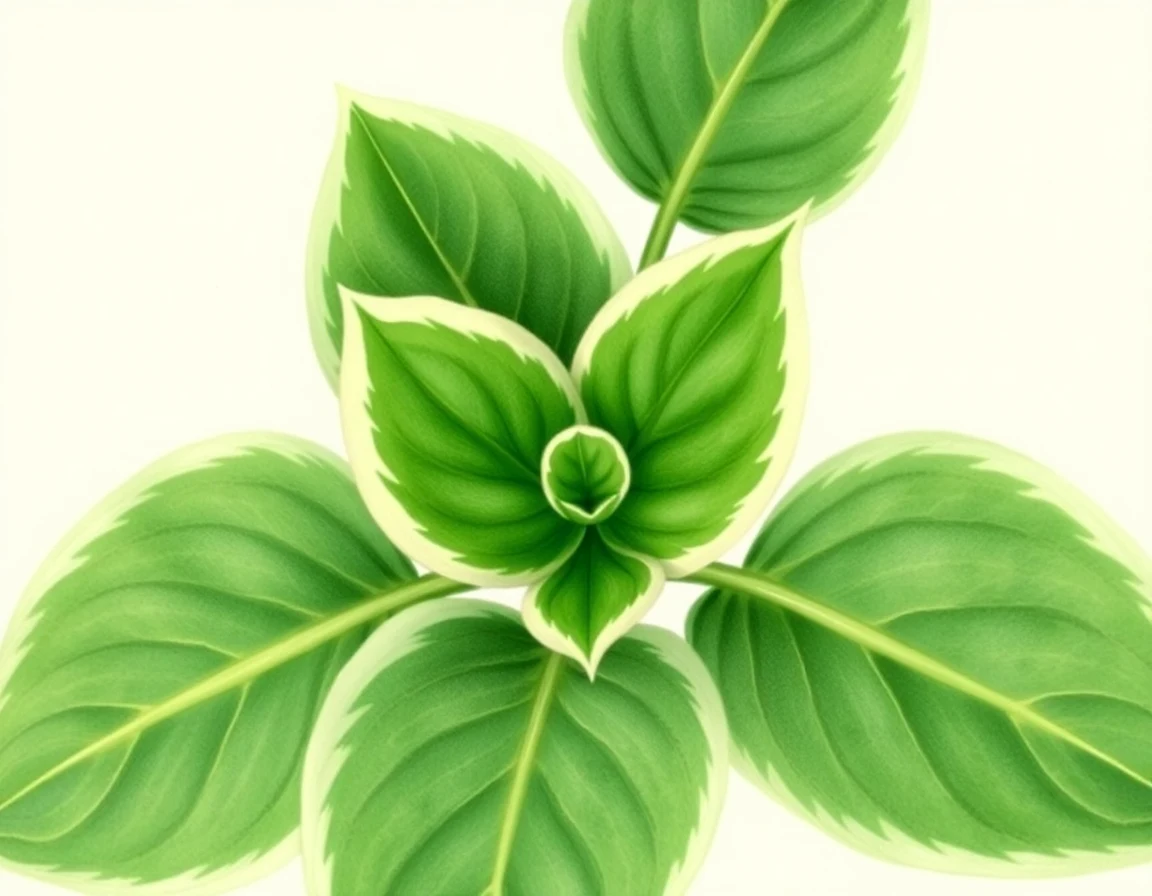 Watercolor illustration of Hosta 'Frosted Waves'