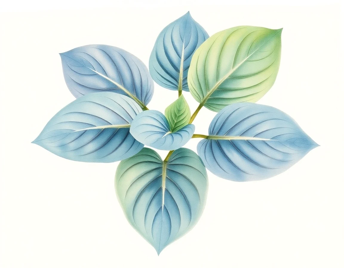 Watercolor illustration of Hosta 'Frosty Morn'