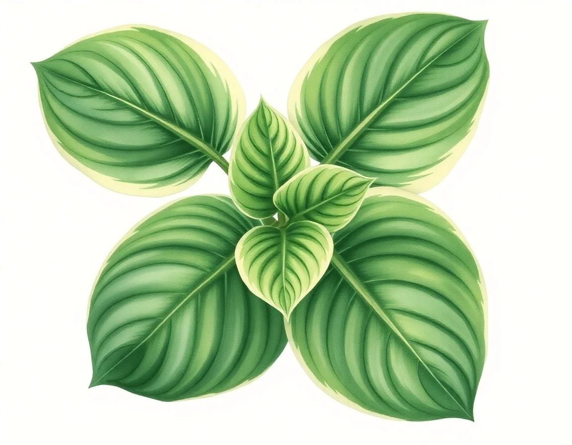 Watercolor illustration of Hosta 'Frozen Margarita'