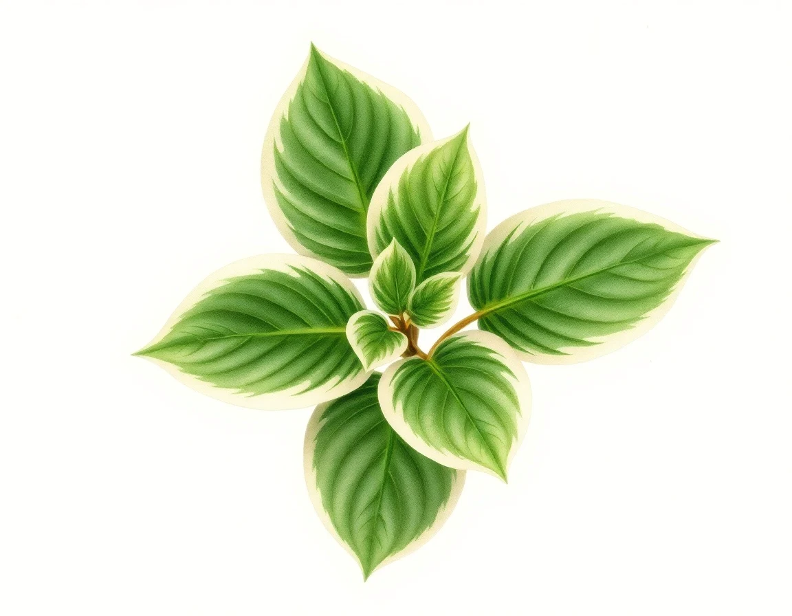 Watercolor illustration of Hosta 'Fukurin Ko Mame'