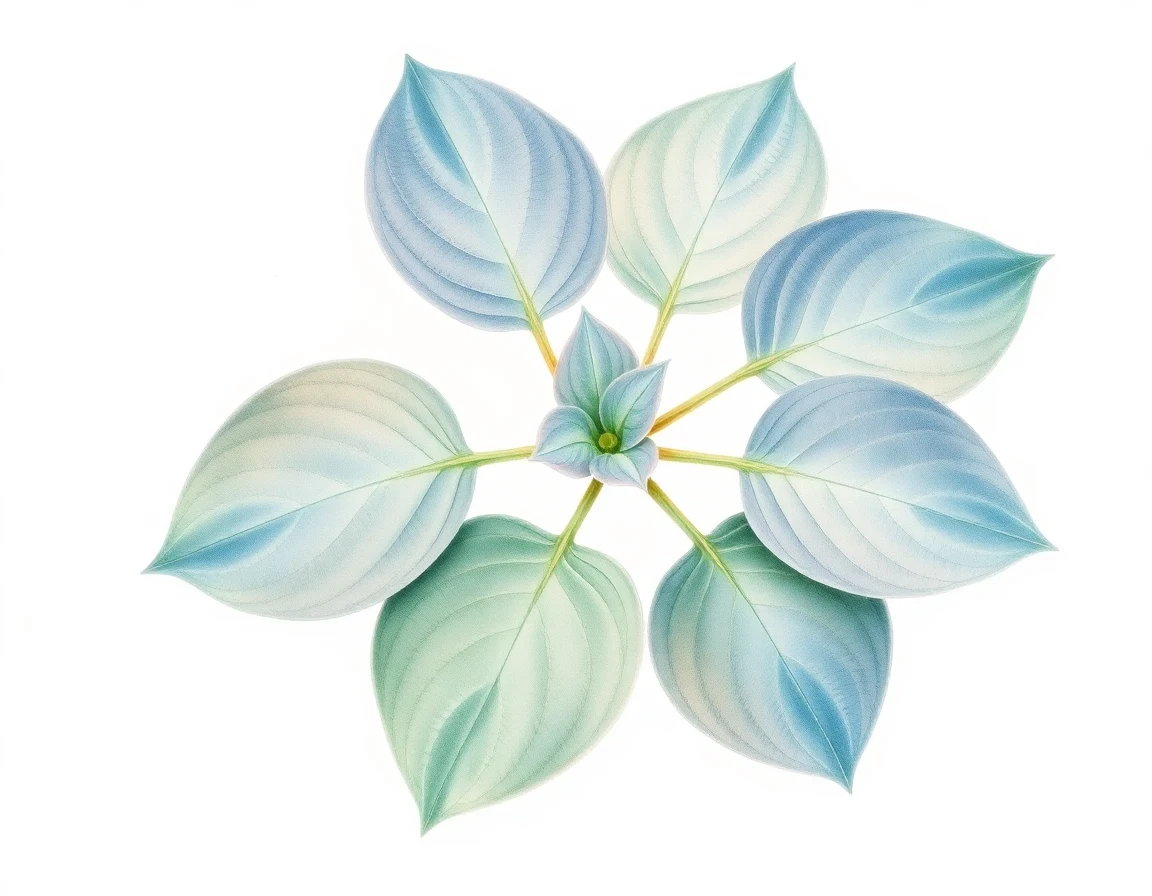 Watercolor illustration of Hosta 'Funny Bones'
