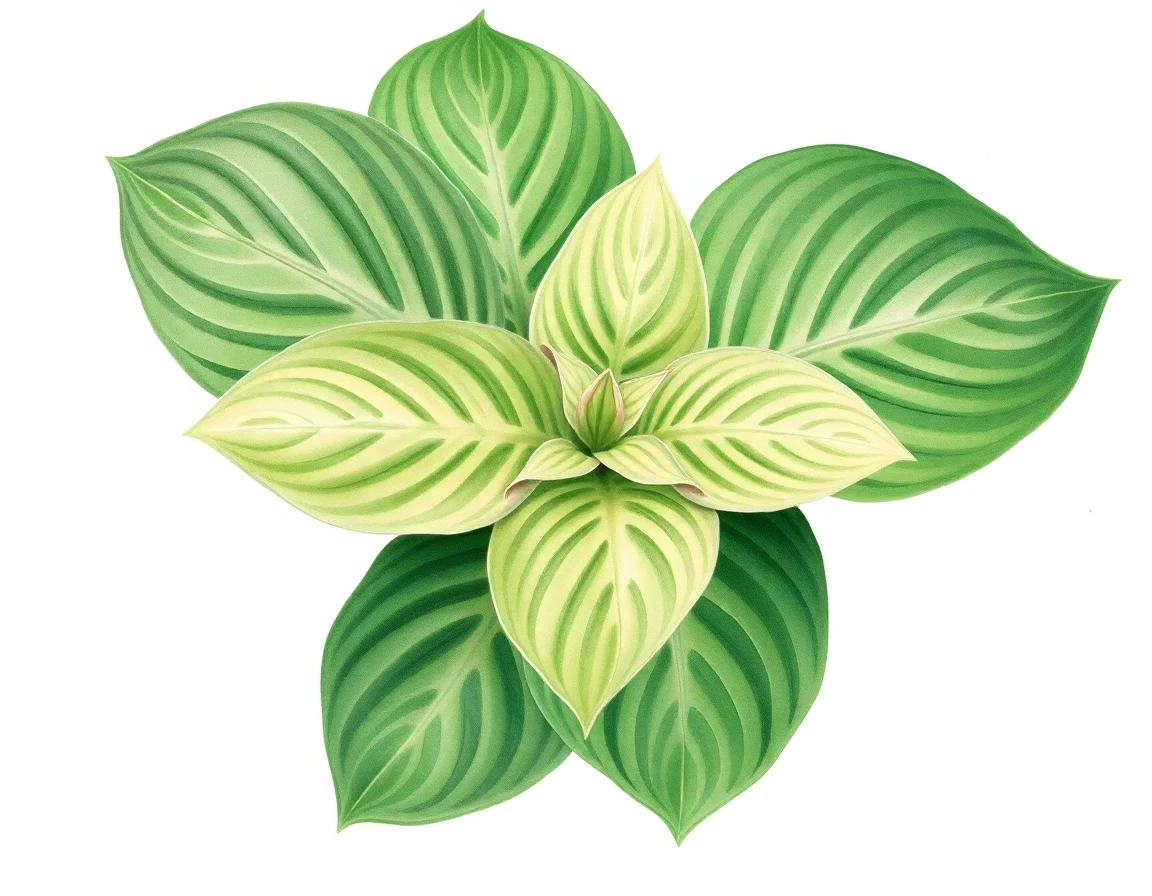Watercolor illustration of Hosta 'Galactic Starburst'