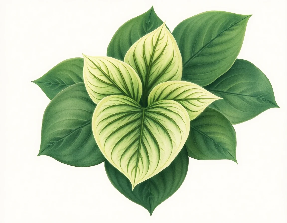 Watercolor illustration of Hosta 'Game Boy'