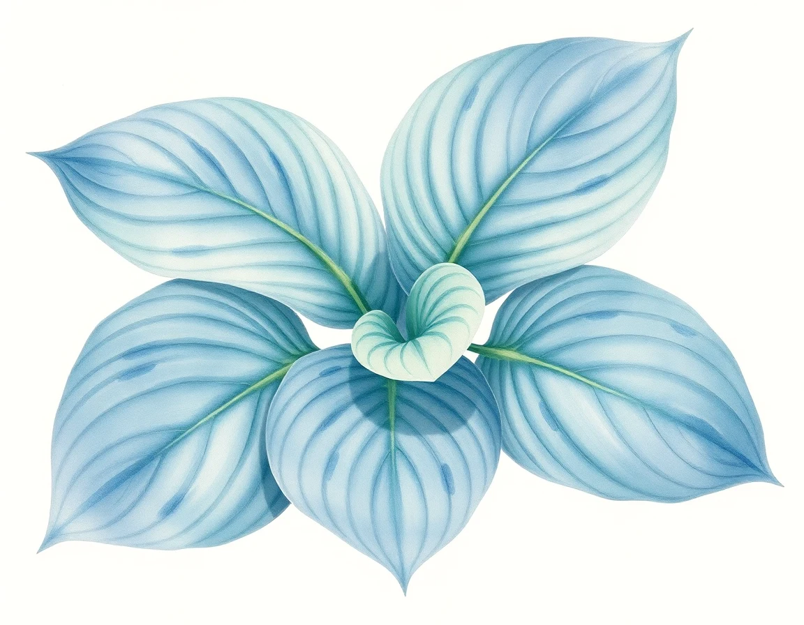 Watercolor illustration of Hosta 'Gazpacho'