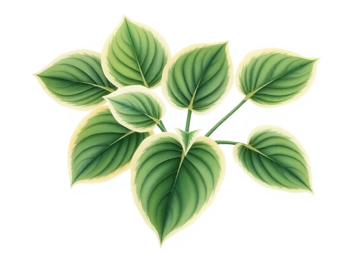 Watercolor illustration of Hosta 'Geissler's Edge'