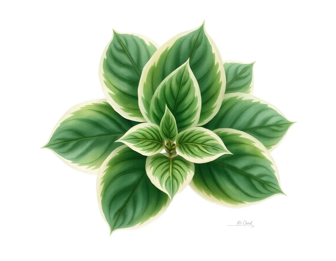 Watercolor illustration of Hosta 'Genesee Gypsy'