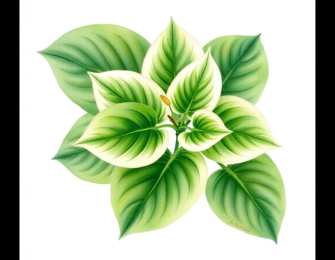 Watercolor illustration of Hosta 'Gentle Spirit'