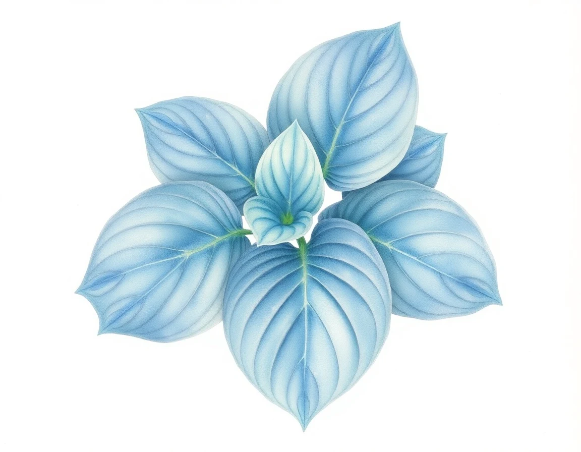 Watercolor illustration of Hosta 'Glacier Cascade'
