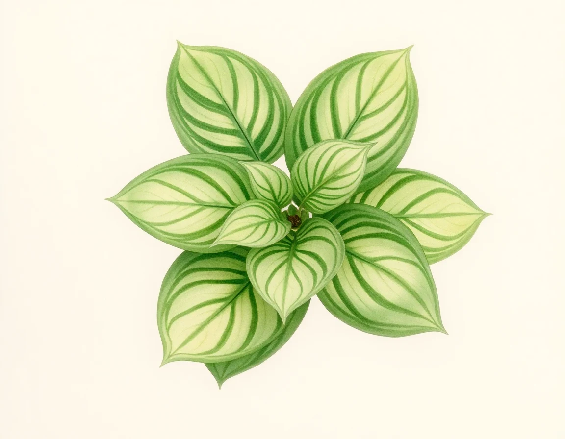 Watercolor illustration of Hosta 'Glockenspiel'