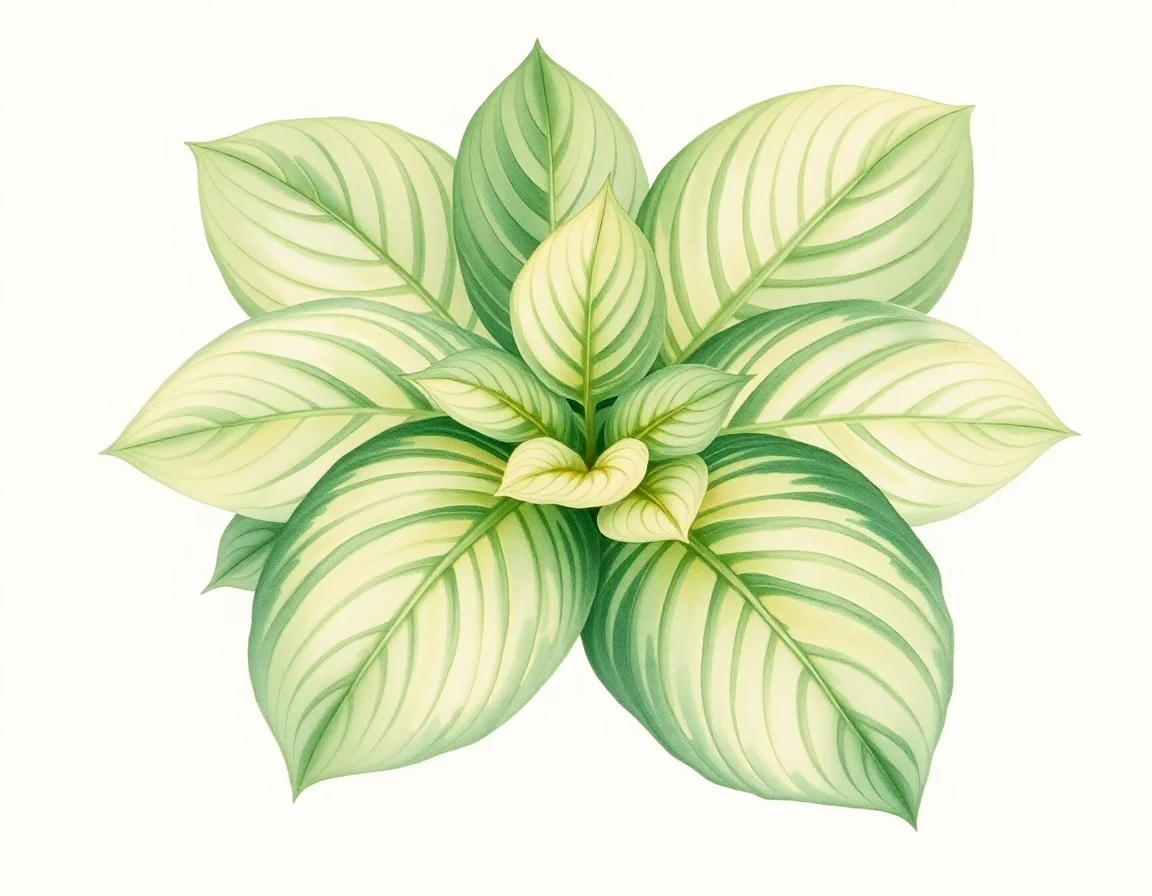 Watercolor illustration of Hosta 'Gold Piece'