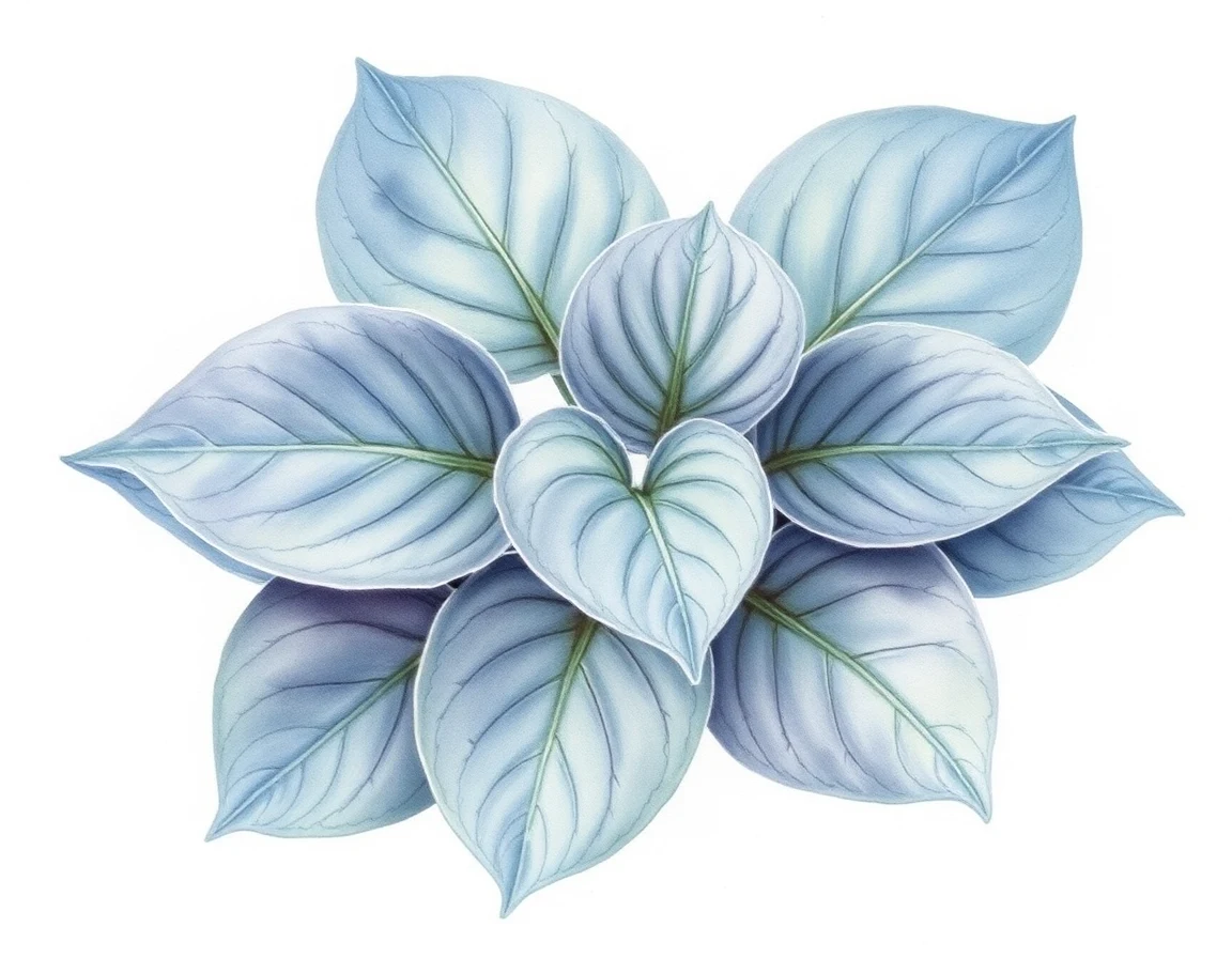 Watercolor illustration of Hosta 'Goldbrook Genie'