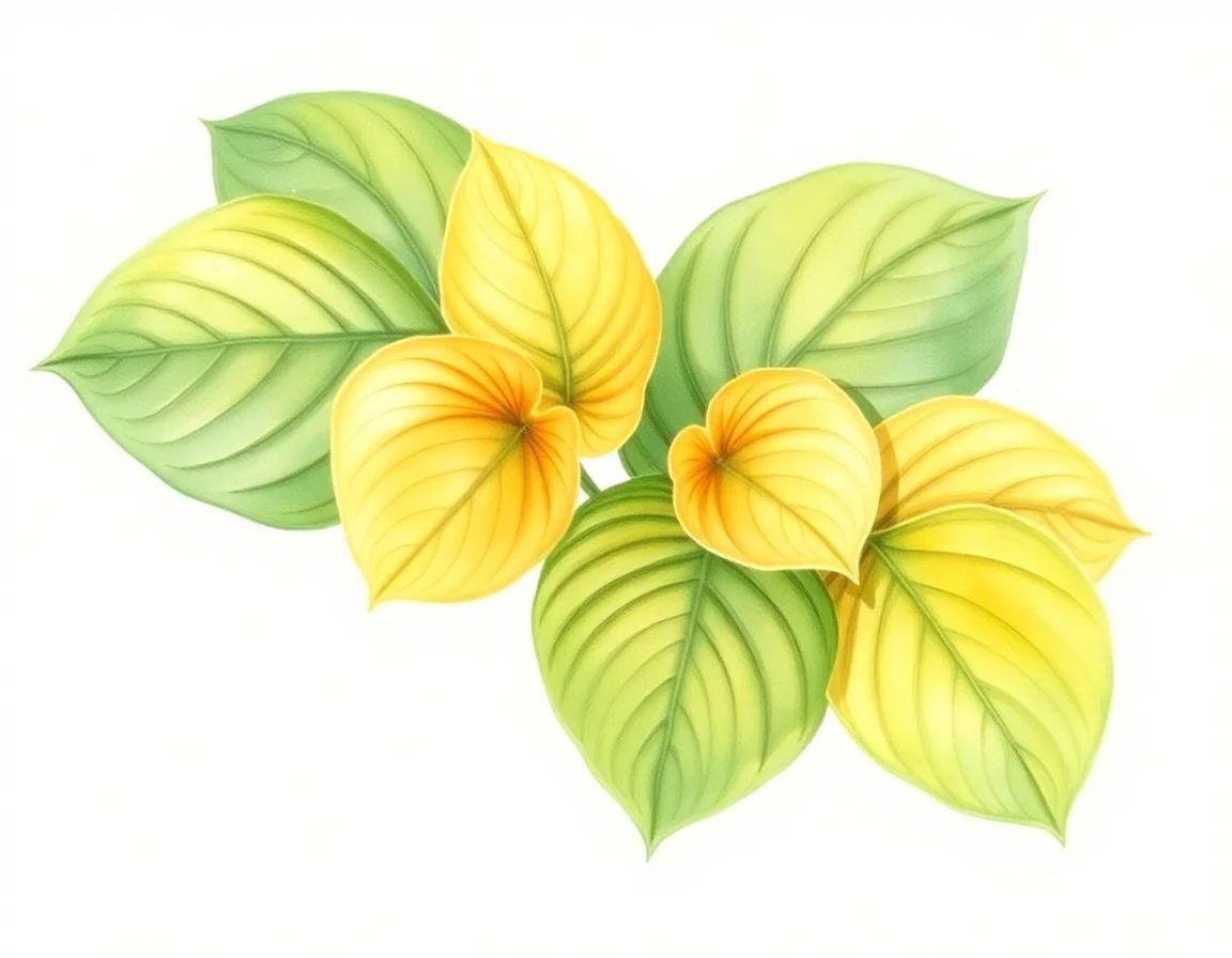 Watercolor illustration of Hosta 'Golden Chimes'