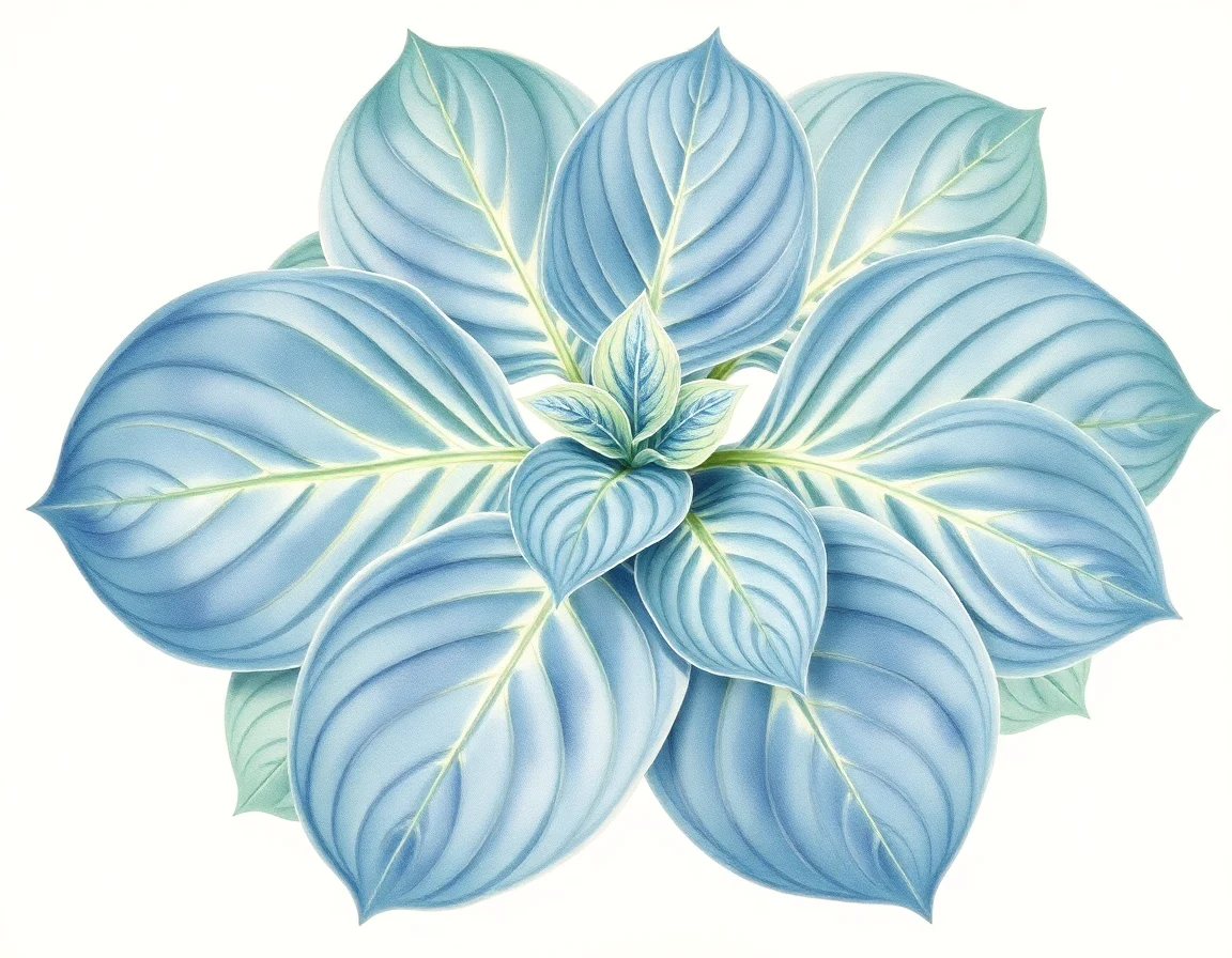 Watercolor illustration of Hosta 'Golden Gloves'