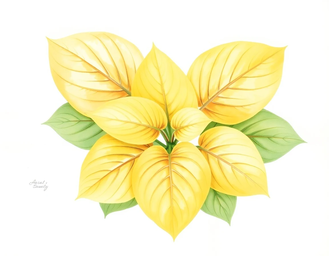 Watercolor illustration of Hosta 'Golden Picture'