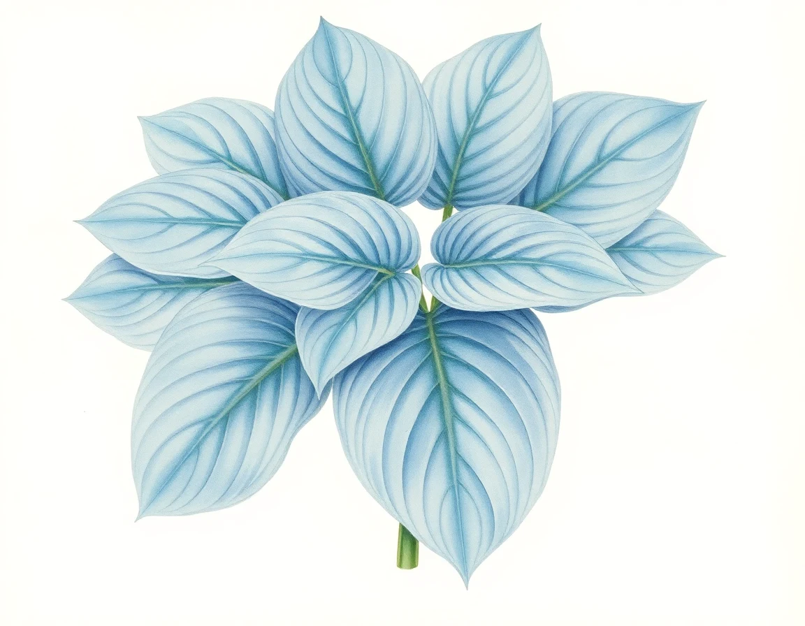 Watercolor illustration of Hosta 'Golden Rule'