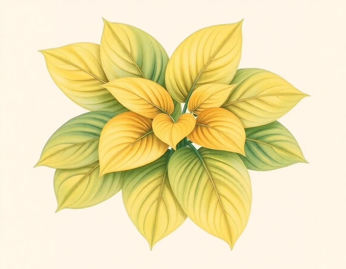 Watercolor illustration of Hosta 'Golden Wheels'