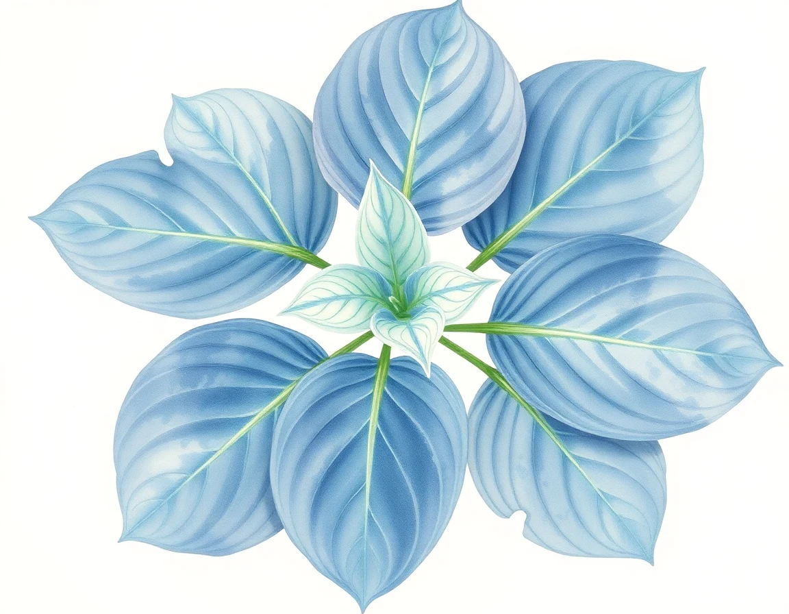 Watercolor illustration of Hosta 'Good Vibrations'