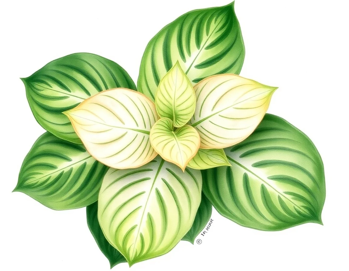 Watercolor illustration of Hosta 'Gorgeous George'