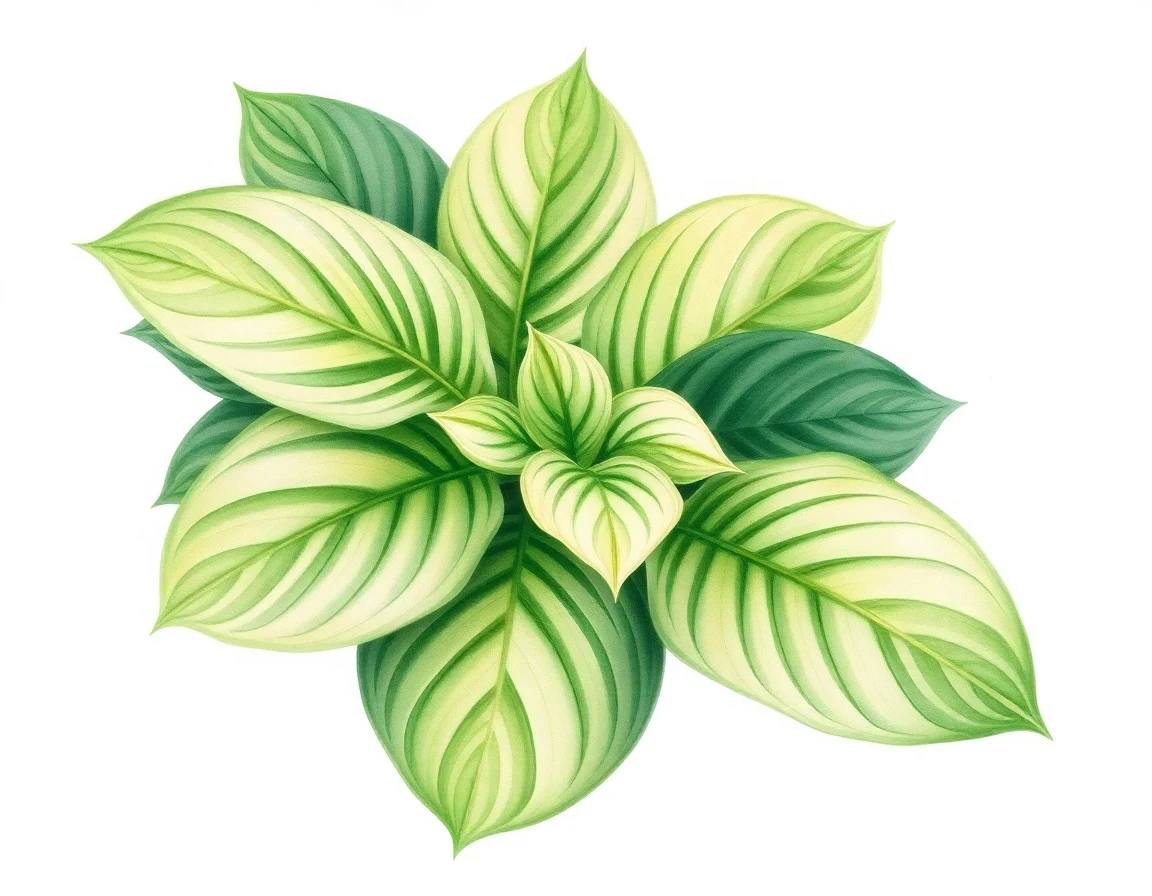 Watercolor illustration of Hosta 'Grasshopper'