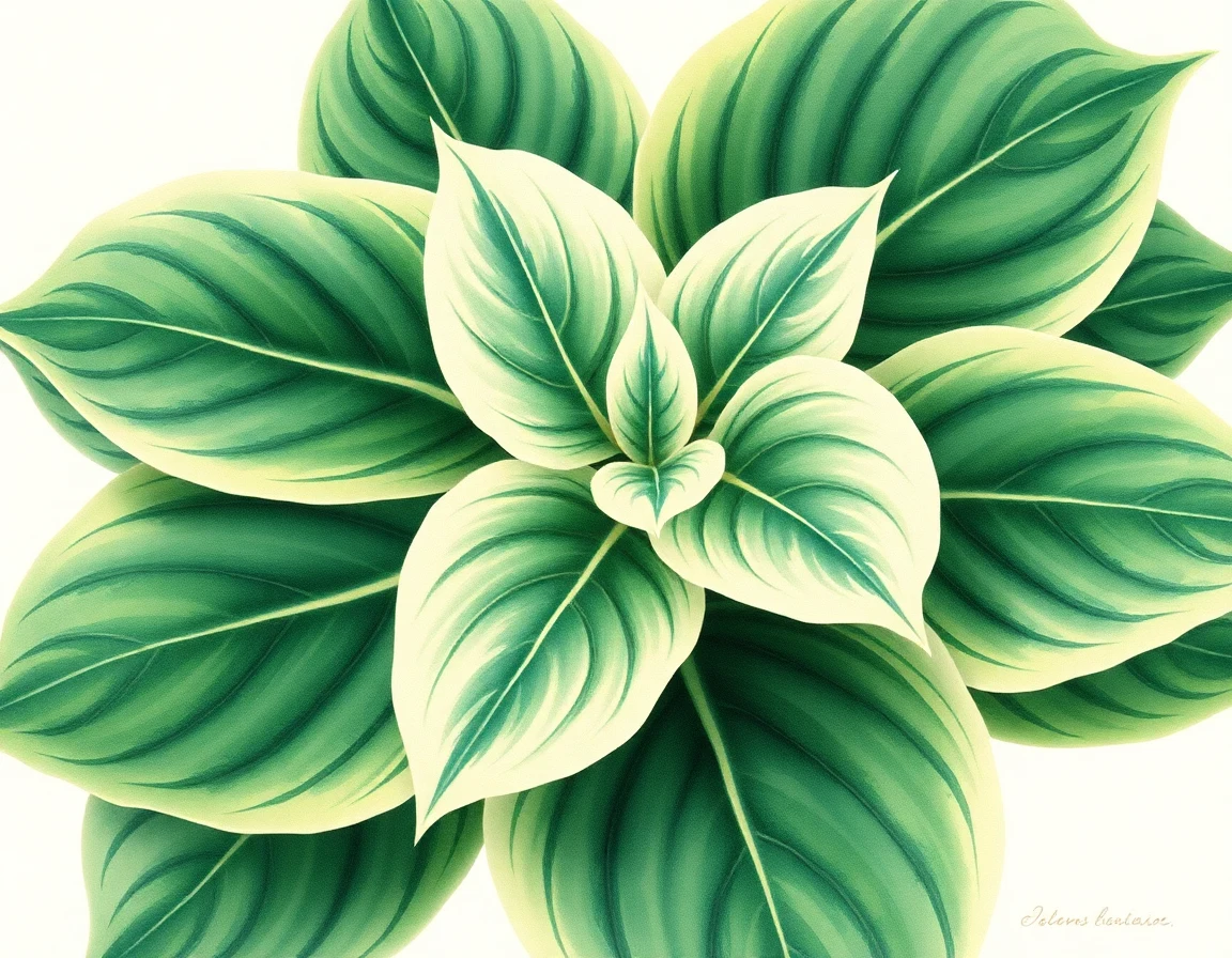 Watercolor illustration of Hosta 'Greased Lightning'