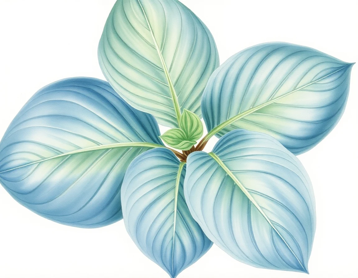Watercolor illustration of Hosta 'Green Milk'