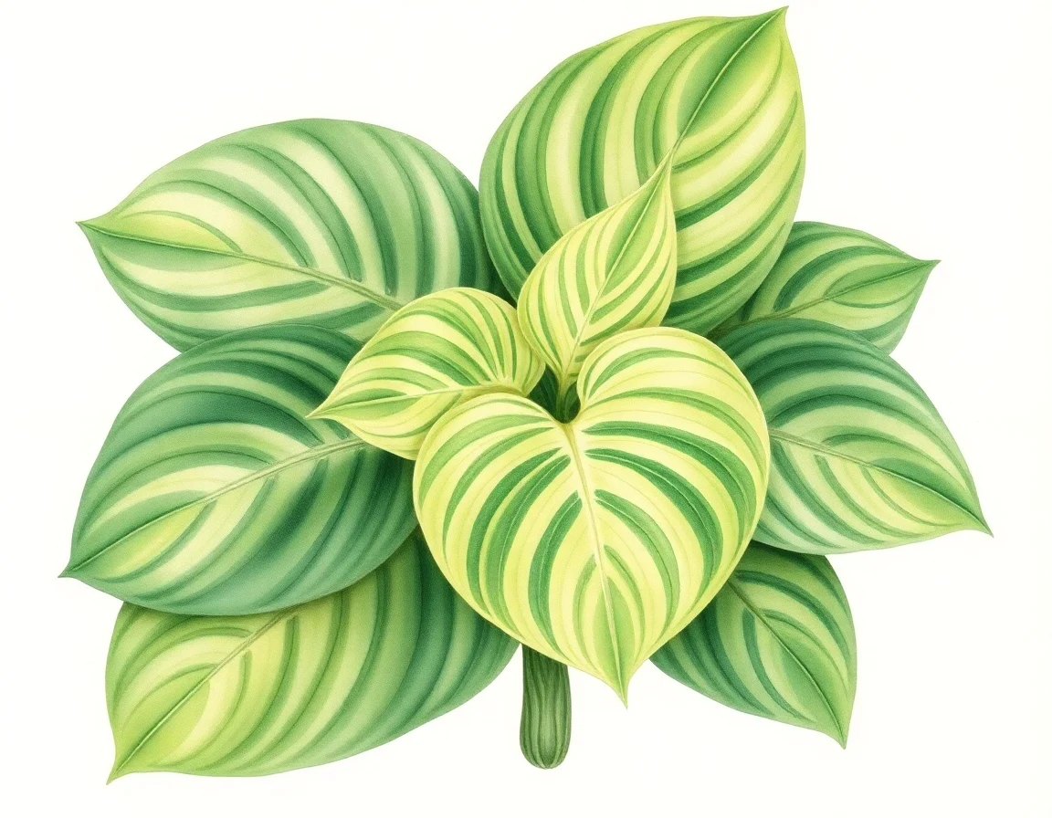 Watercolor illustration of Hosta 'Green Piecrust'