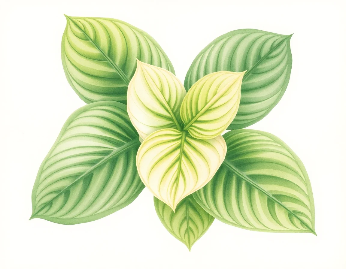 Watercolor illustration of Hosta 'Green Sparkler'