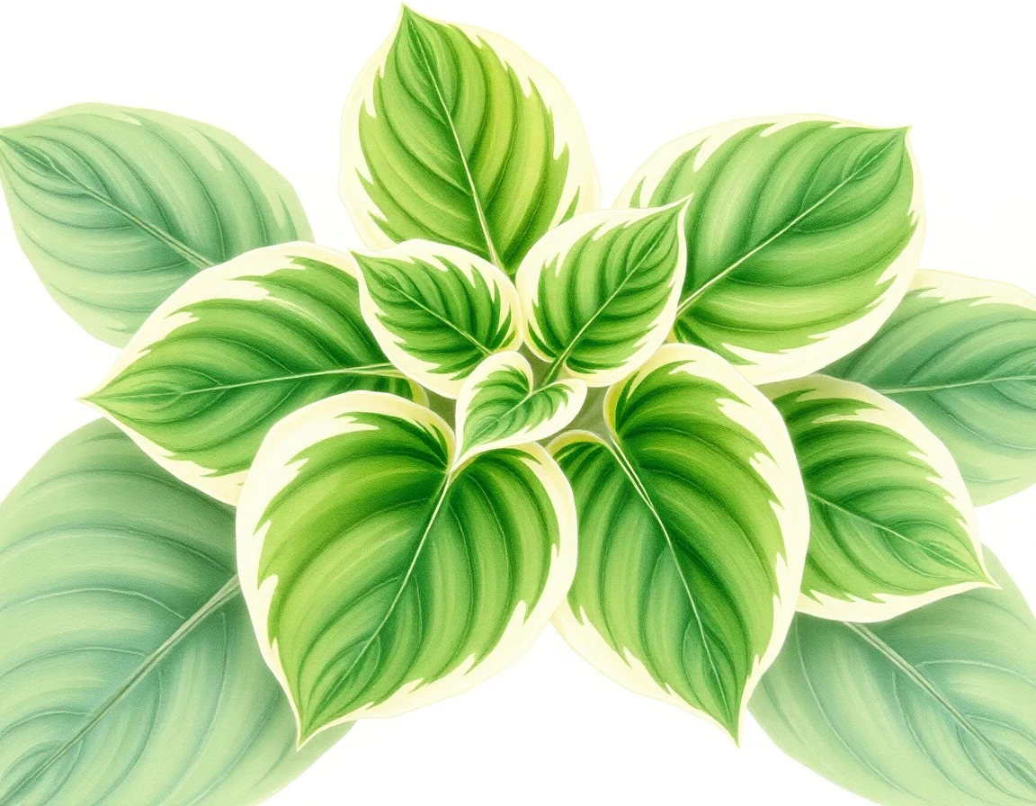 Watercolor illustration of Hosta 'Green with Envy'