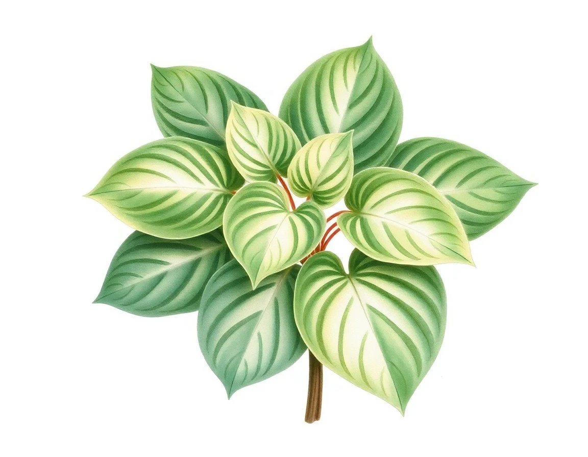 Watercolor illustration of Hosta 'Greenie Weenie Bikini'
