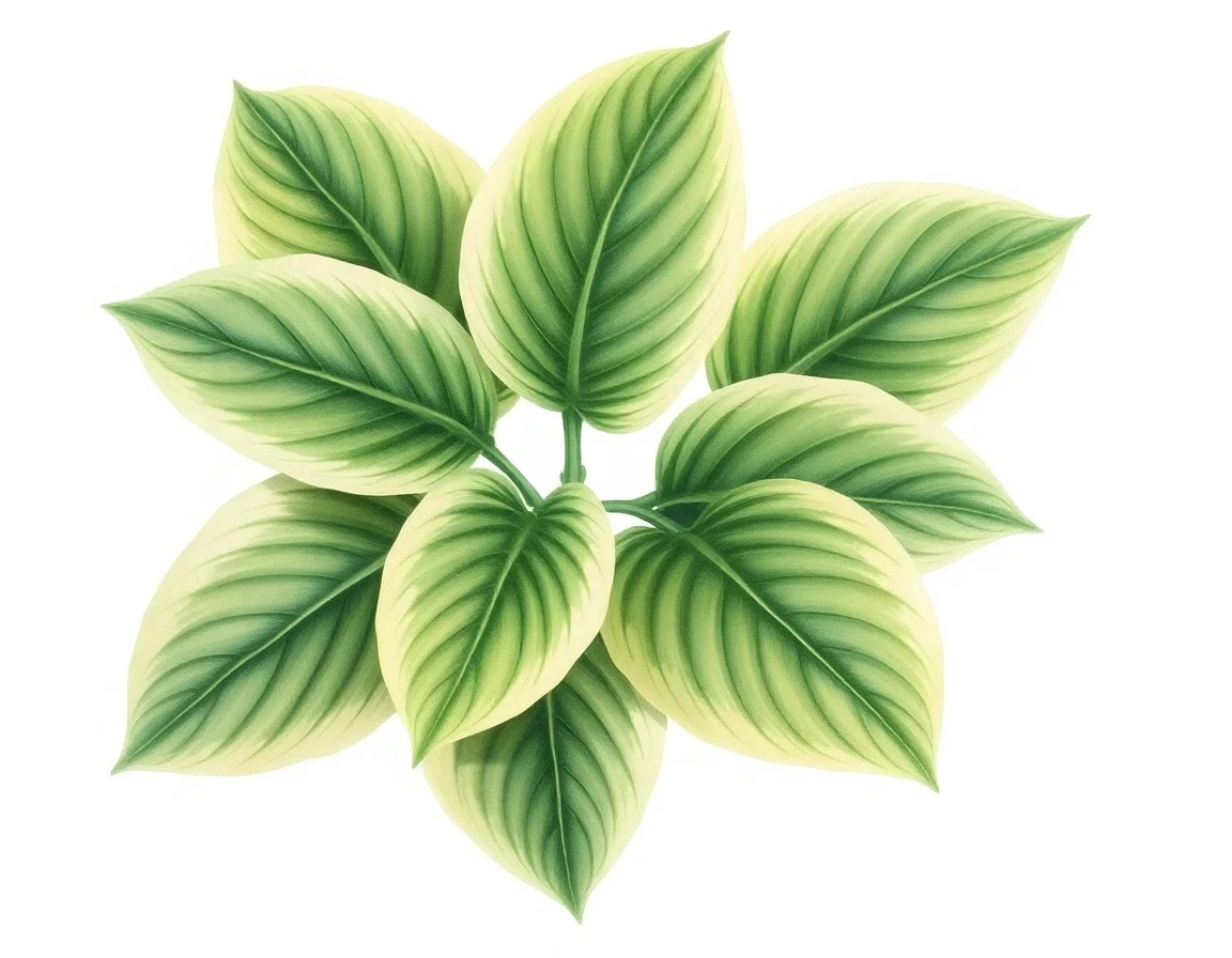 Watercolor illustration of Hosta 'Greensleeves'