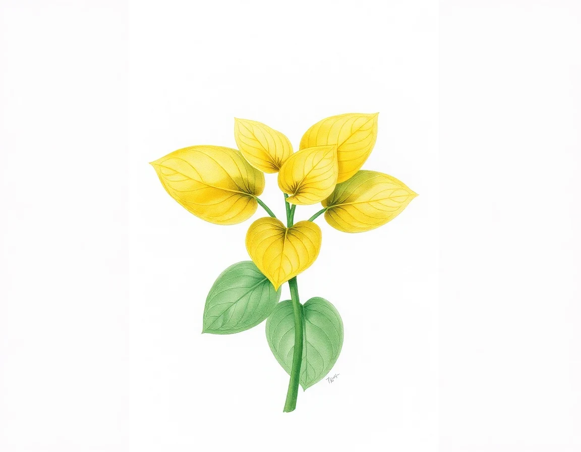 Watercolor illustration of Hosta 'Groovy Yellow'