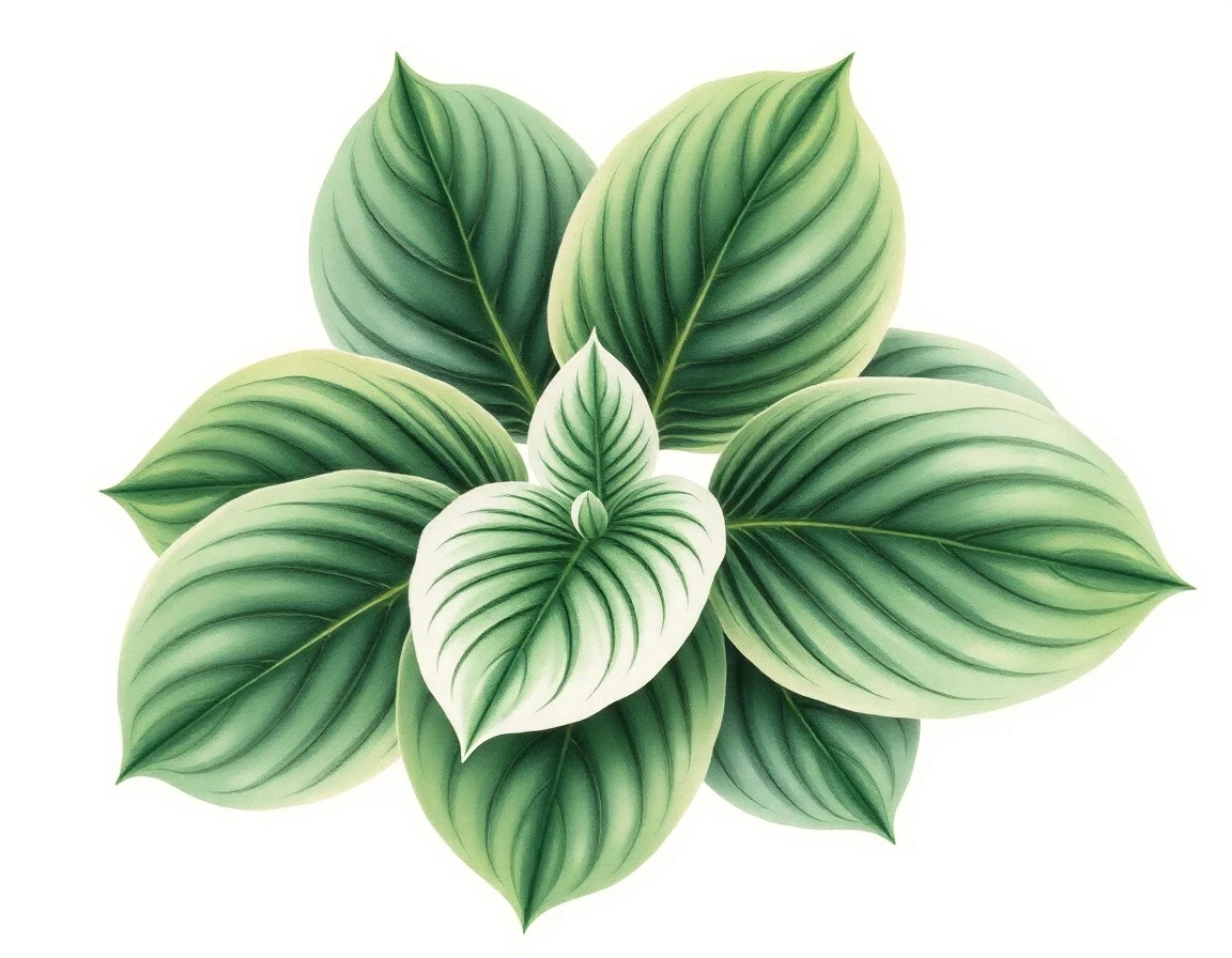 Watercolor illustration of Hosta 'Groovy'