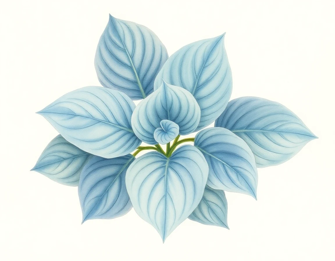 Watercolor illustration of Hosta 'Halcyon Harmony'