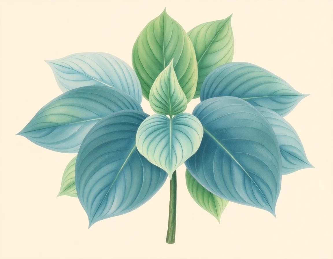 Watercolor illustration of Hosta 'Happily Ever After'