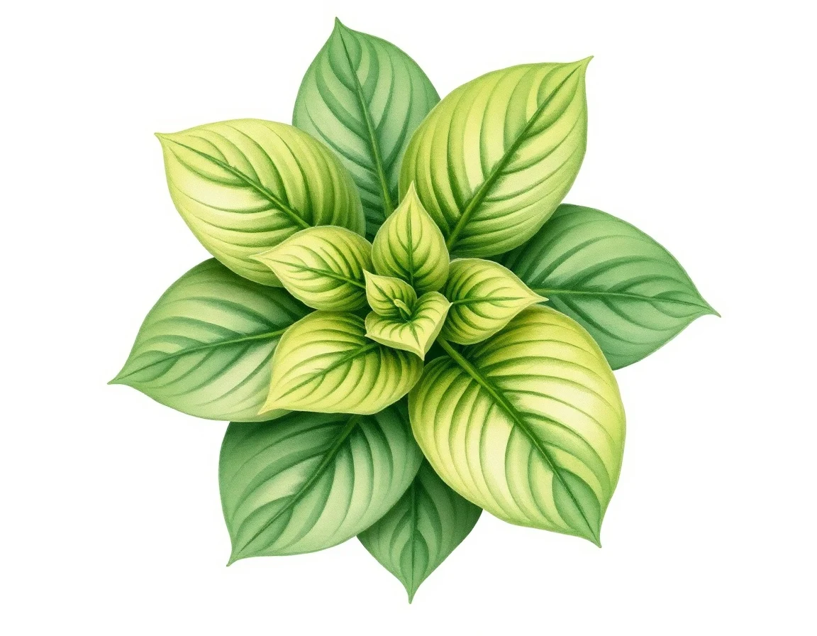 Watercolor illustration of Hosta 'Harvest Desire'