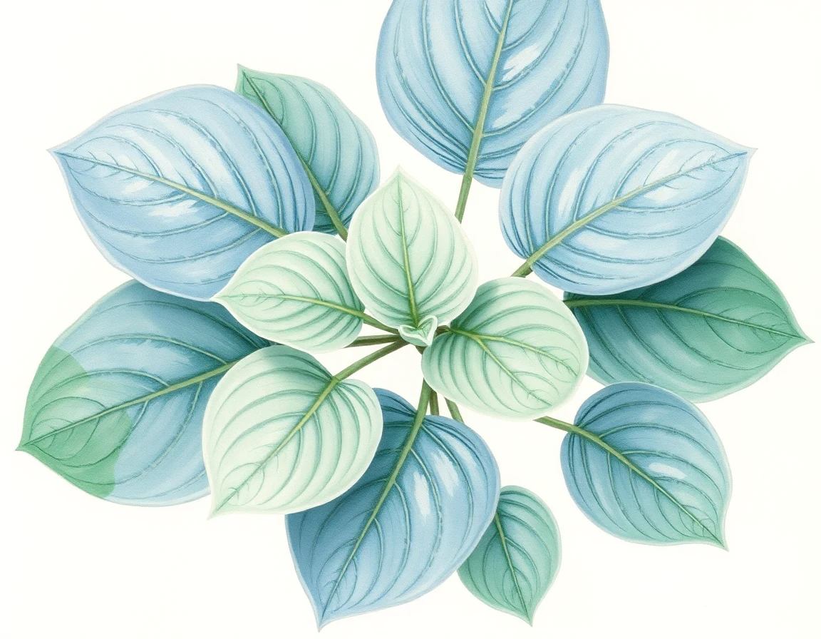 Watercolor illustration of Hosta 'Heart Throb'