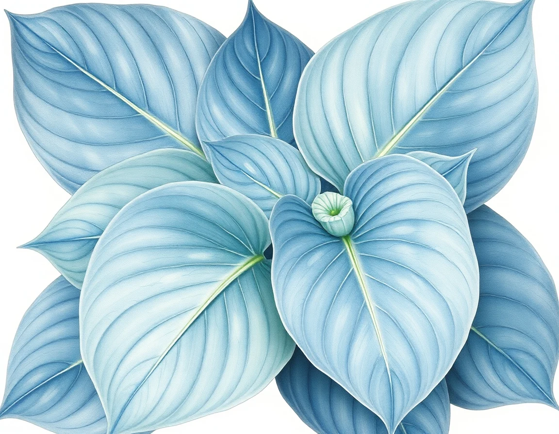 Watercolor illustration of Hosta 'Heartache'